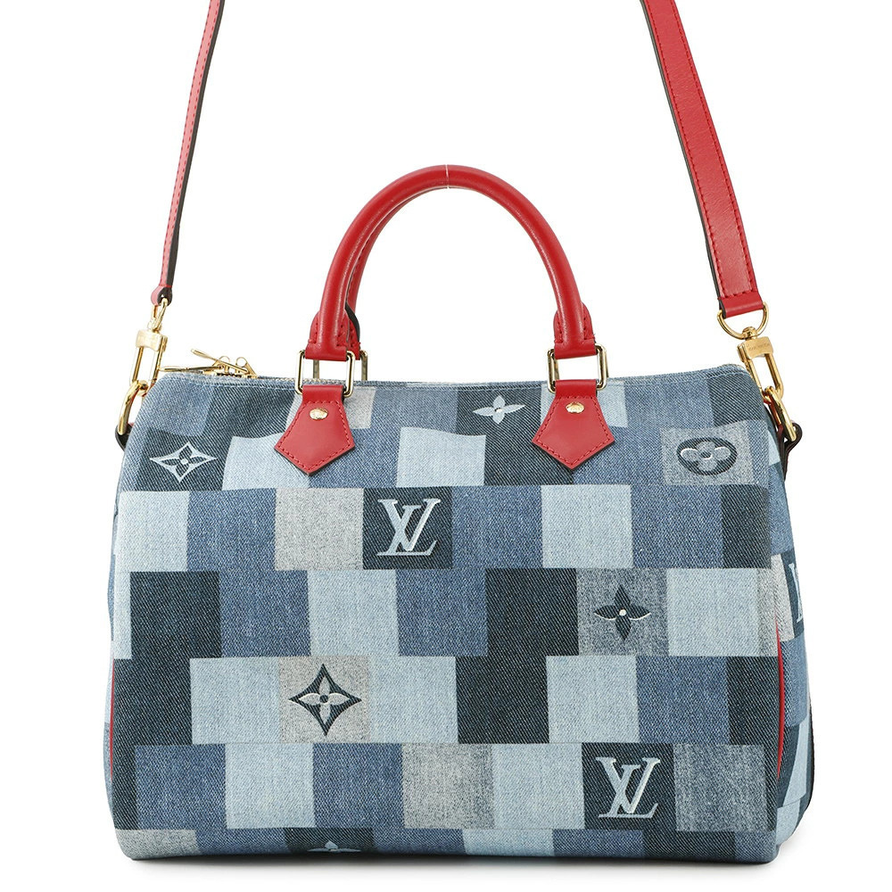 Louis Vuitton Monogram Denim Speedy Bandoulire Handbag Bag Shoulder